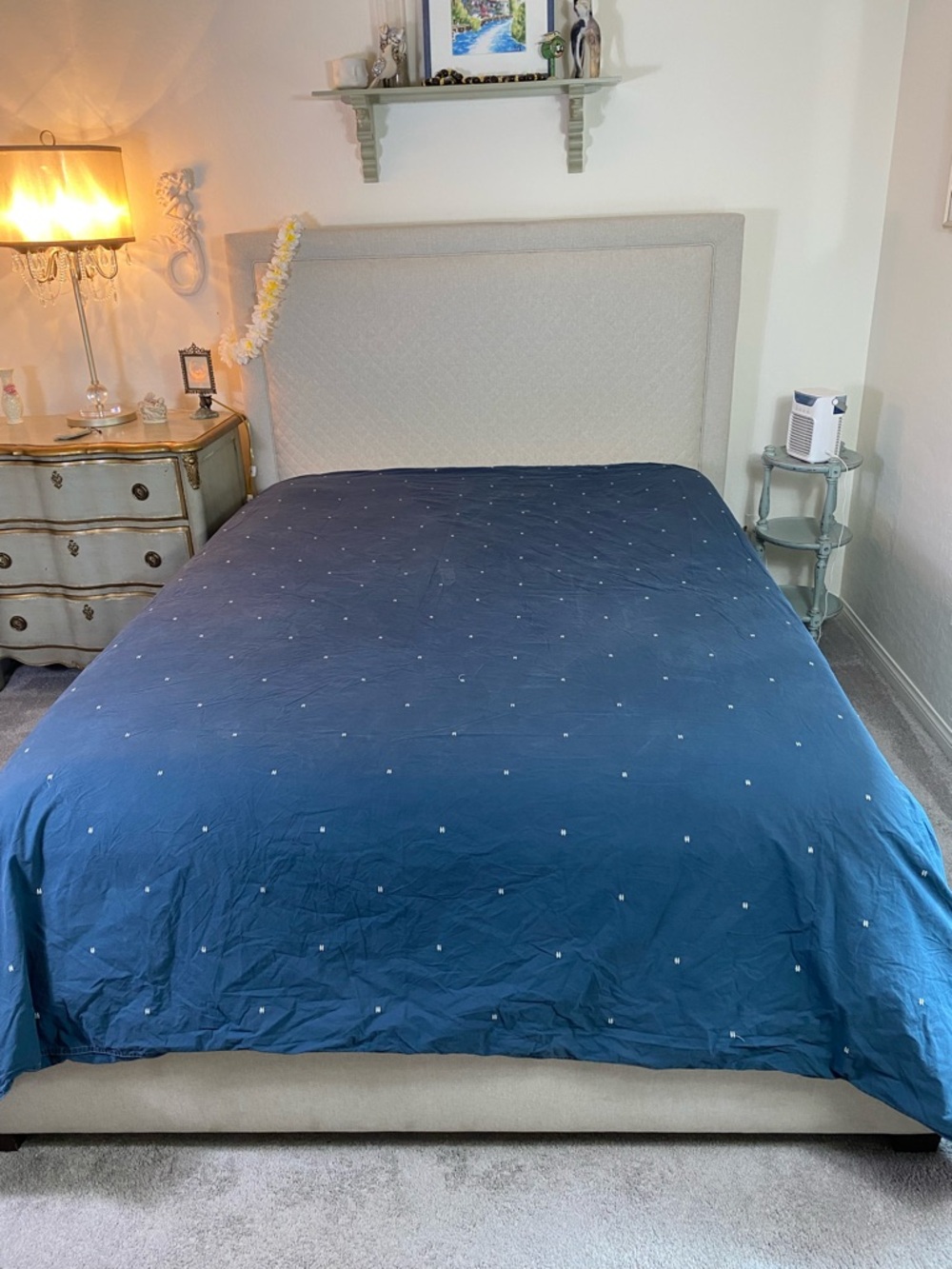 West Elm Navy Blue Organic Cotton Duvet Cover King